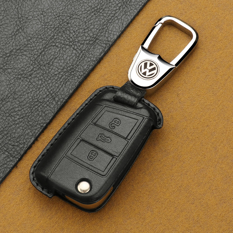 大众朗逸plus钥匙套真皮polo速腾宝来途观凌渡高尔夫车钥匙包壳扣
