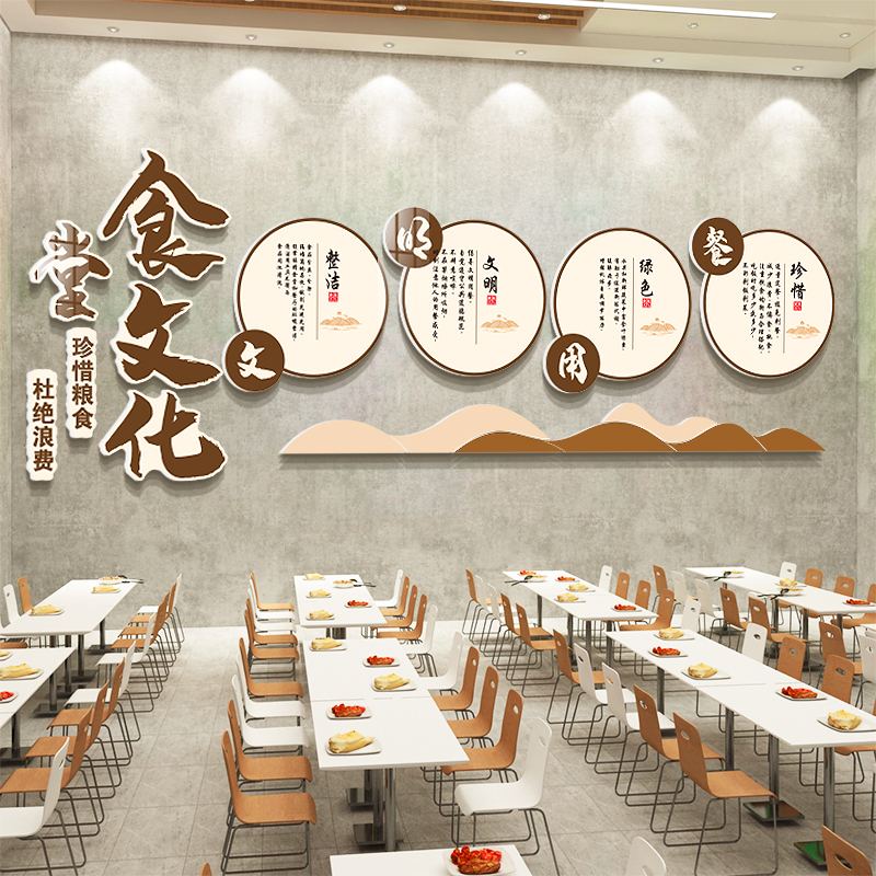 食堂文化墙面贴纸公司员职工餐厅背景
