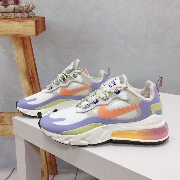 nike耐克air max270 彩虹气垫白冰淇淋女缓震跑步鞋 dc3276-101