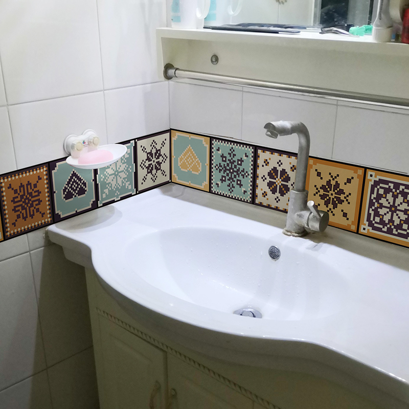 卫生间浴室防水腰线贴纸自粘厨房瓷砖防油装饰贴条创意翻新墙贴画