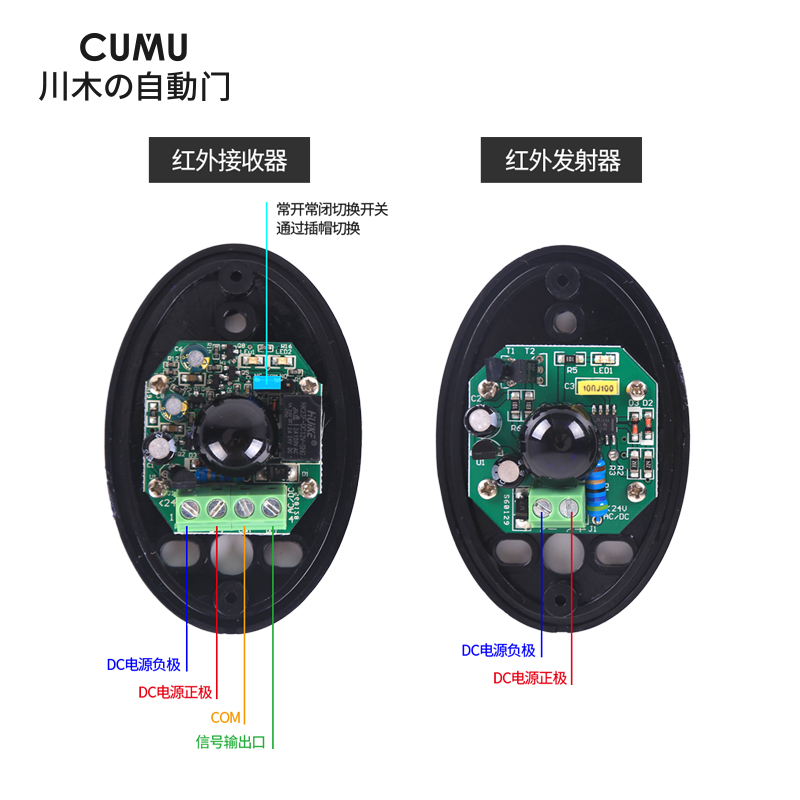 CUMU川木电动门防夹红外线对射光线开门机平移门蛋形室外对射防撞