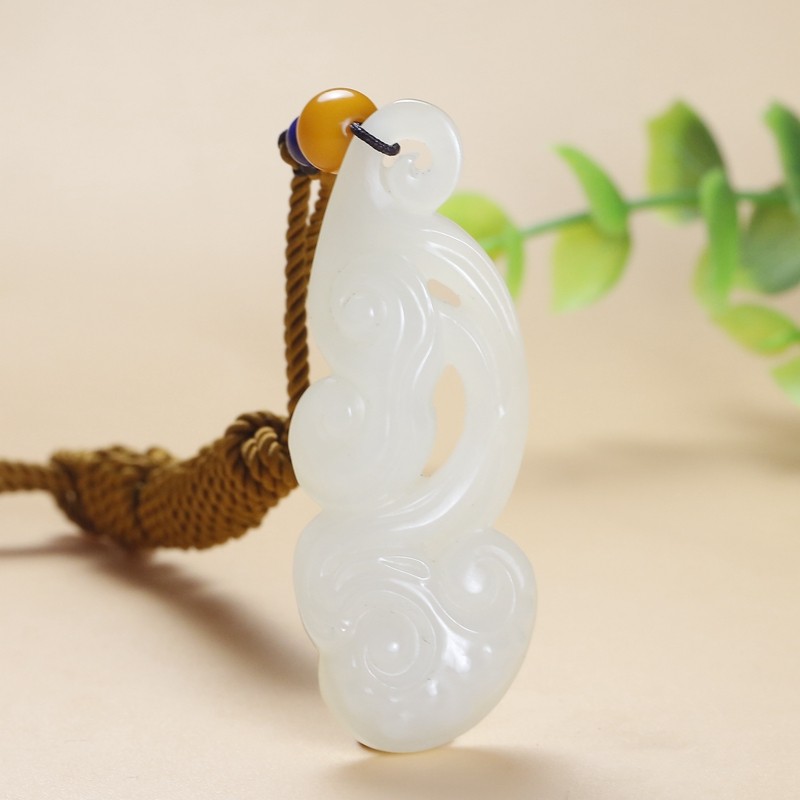 中国玉雕大师【蒋喜】作品 和田玉羊脂玉 如意佩挂件17.412克