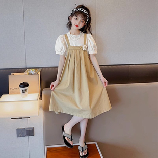 女童夏季连衣裙2024新款韩版洋气大童背带裙两件套时尚女孩公主裙