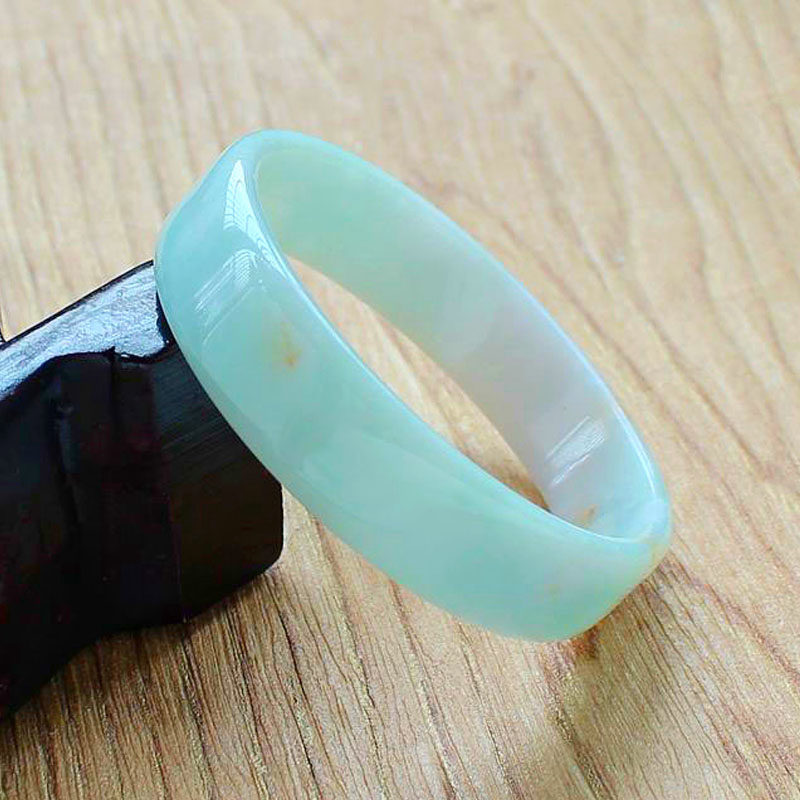 天然缅甸翡翠a货方条手镯三彩飘黄翡浅绿方形大号薄款玉镯子54mm