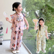 女童棉绸套装2025新款儿童洋气哪吒衣服女宝宝人造棉两件套凉快薄