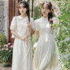 新中式改良旗袍盘扣闺蜜套装甜美日常可穿夏季小个子国风连衣裙女