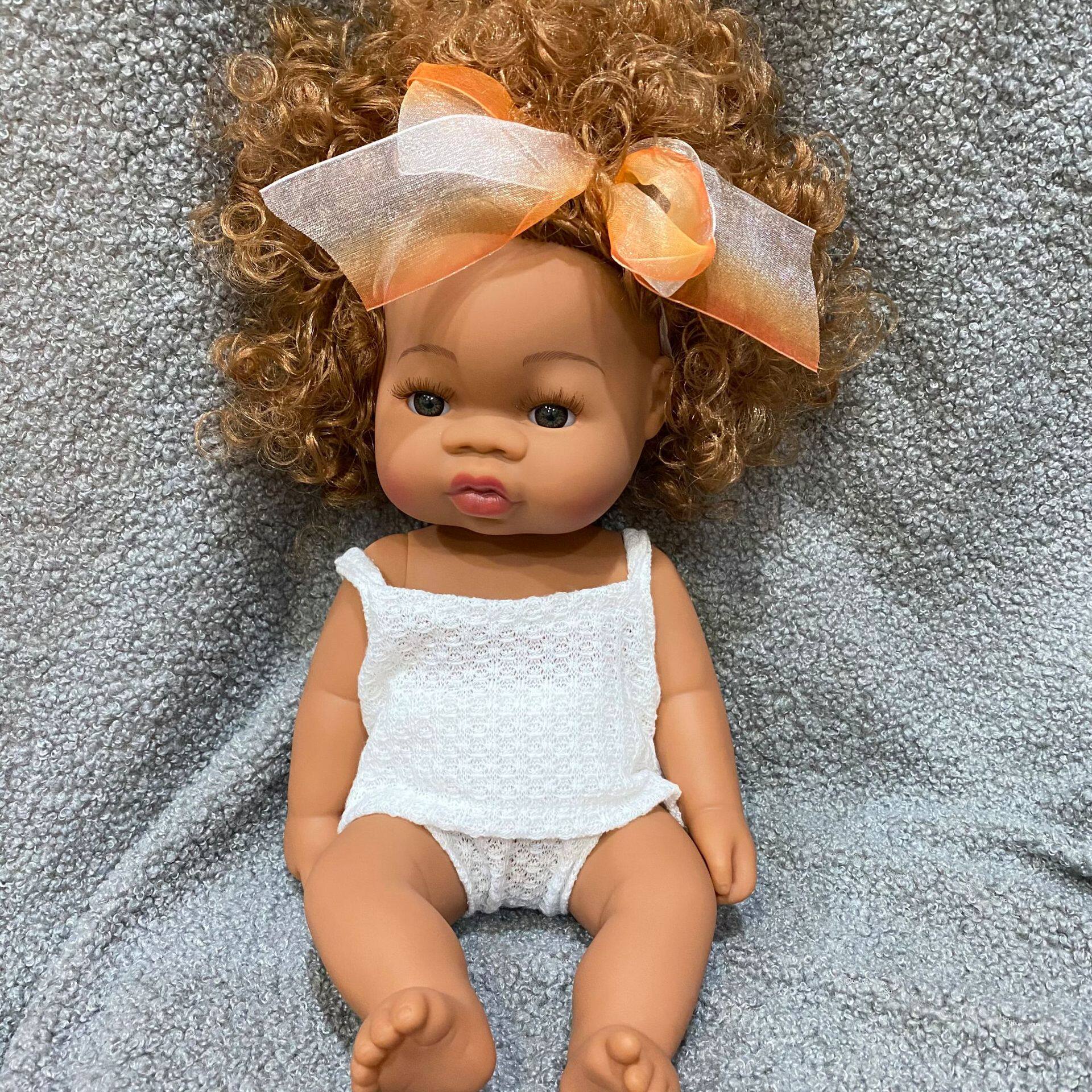 黑人非洲小洋娃娃仿真软胶婴儿女孩玩具娃娃