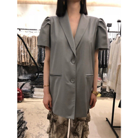 2019春夏韩国东大门女装新款 hel时尚泡泡袖翻领西装外套连衣裙
