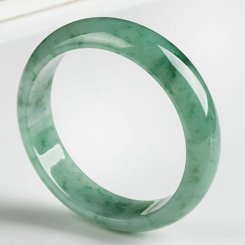 天然翡翠a货冰糯种飘花手镯60.50g