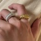 金银牛角包~超好看镶钻高级感2024新款精致独特百搭褶皱优雅戒指