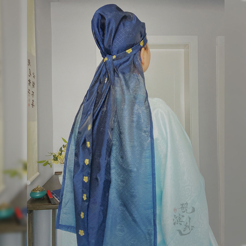 【砚滨纱】明制汉服道袍圆领袍直身行衣搭配配饰小金花暗纹幅巾