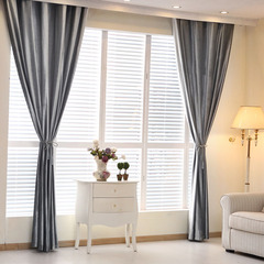 简约现代半遮光定制窗帘纯色客厅卧室飘窗摩登意大利绒成品窗帘