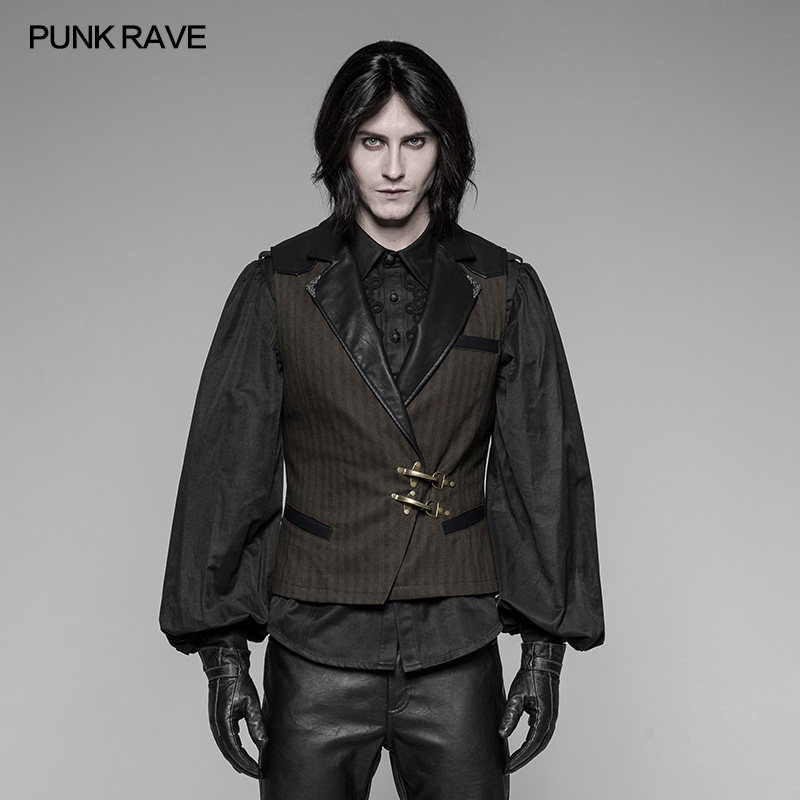 punk rave朋克状态男装 蒸汽朋克飞机头马甲 steampunk
