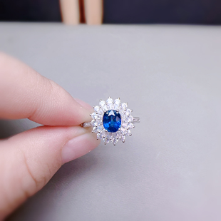 天然斯里兰卡皇家蓝宝石1.2克拉精工镶嵌戒指 天然彩色宝石
