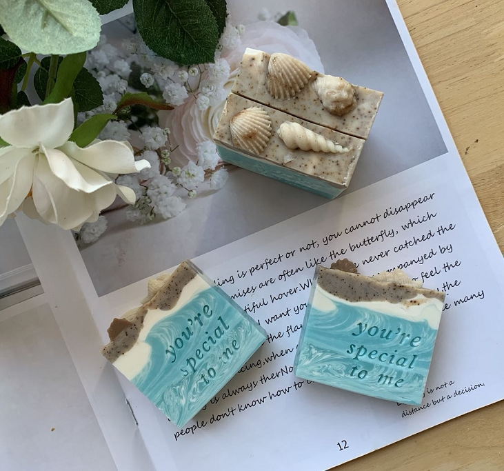 贝壳海滩手工海浪冷制伴手礼小礼物签到蓝色手工皂