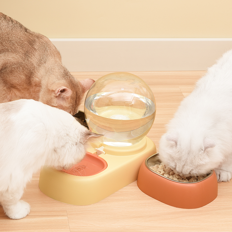 派可为猫碗宠物食盆不锈钢碗狗碗防打翻自动饮水双碗饭碗猫咪用品