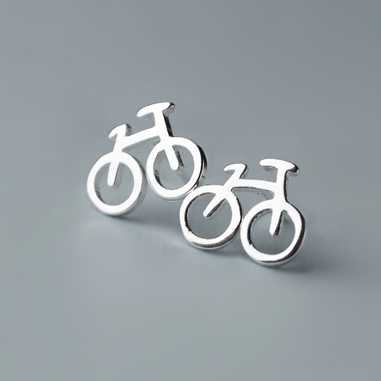 简约个性可爱迷你单车耳钉女小清新甜美创意自行车耳环耳饰品