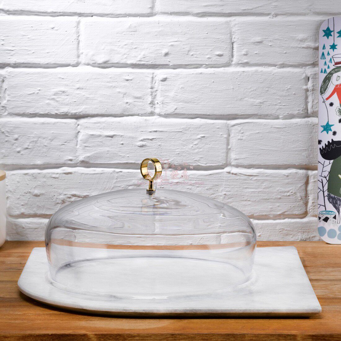 nude 水晶玻璃蛋糕罩透明防尘 水果食品云石托盘_不打折现价2730元