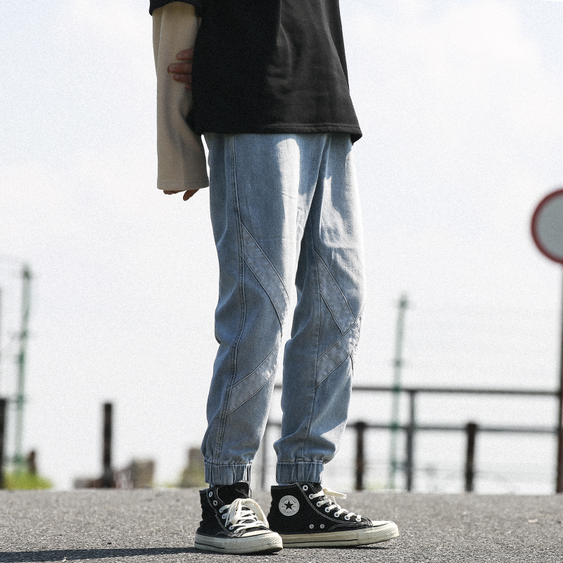 204-k60-p25牛仔裤男日系秋装新款休闲束脚韩版潮流大码宽松学生