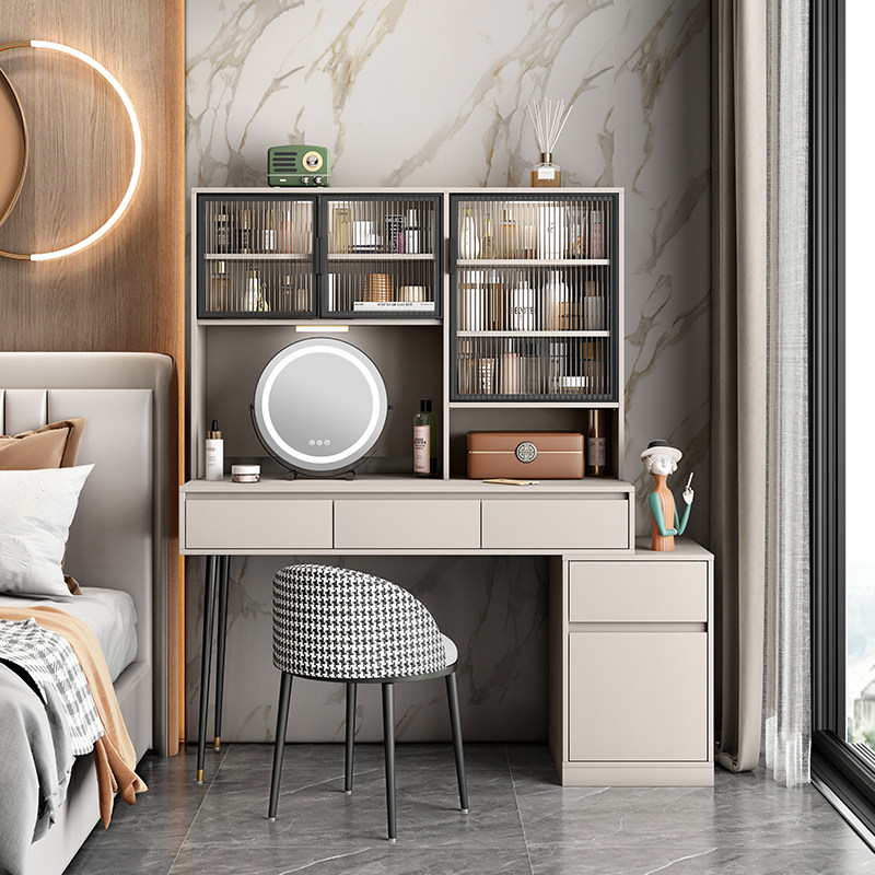 卧室梳妆台书桌储物柜一体多功能伸缩化妆桌轻奢简约现代梳妆桌子