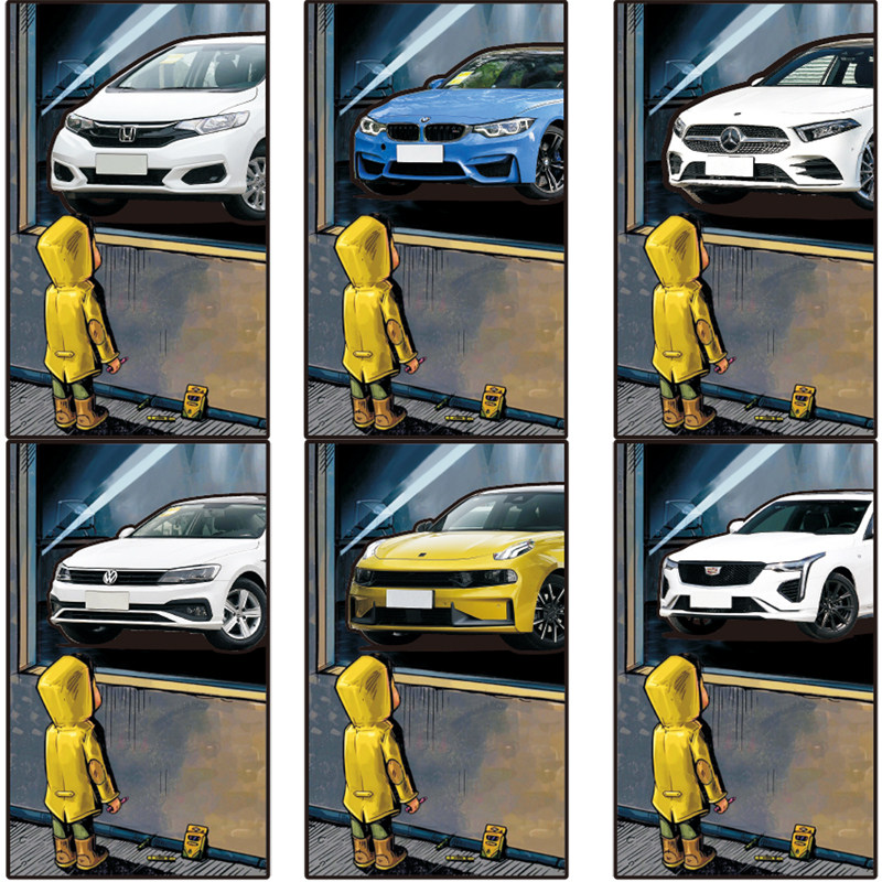 橱窗小男孩汽车贴纸车门划痕遮挡改装饰创意个性设计定制车型车贴