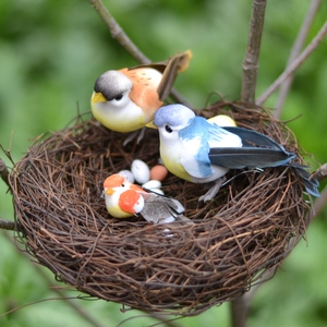 仿真鸟窝鸟屋鸟巢土茯苓藤编仿真小鸟鸟蛋圣诞装饰物拍摄道具摆件