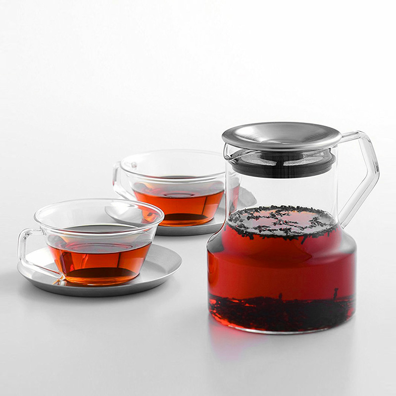 kinto日本进口过滤茶壶耐热玻璃水壶不锈钢盖红茶壶泡茶壶 可煮茶