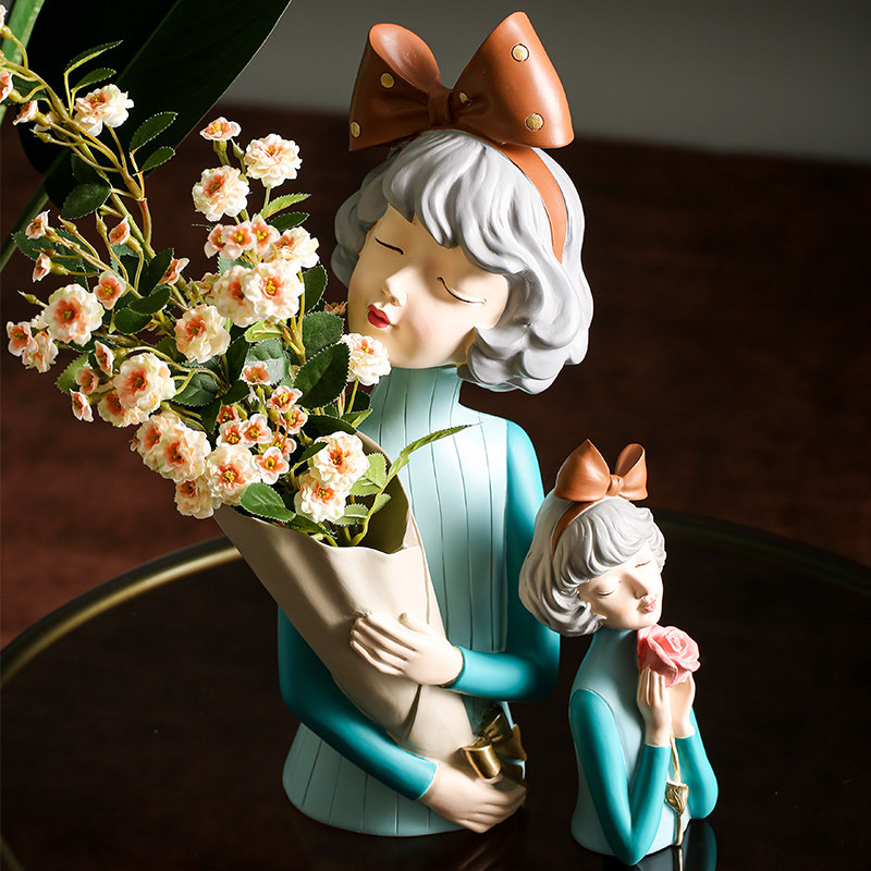 北欧创意花瓶摆件女孩