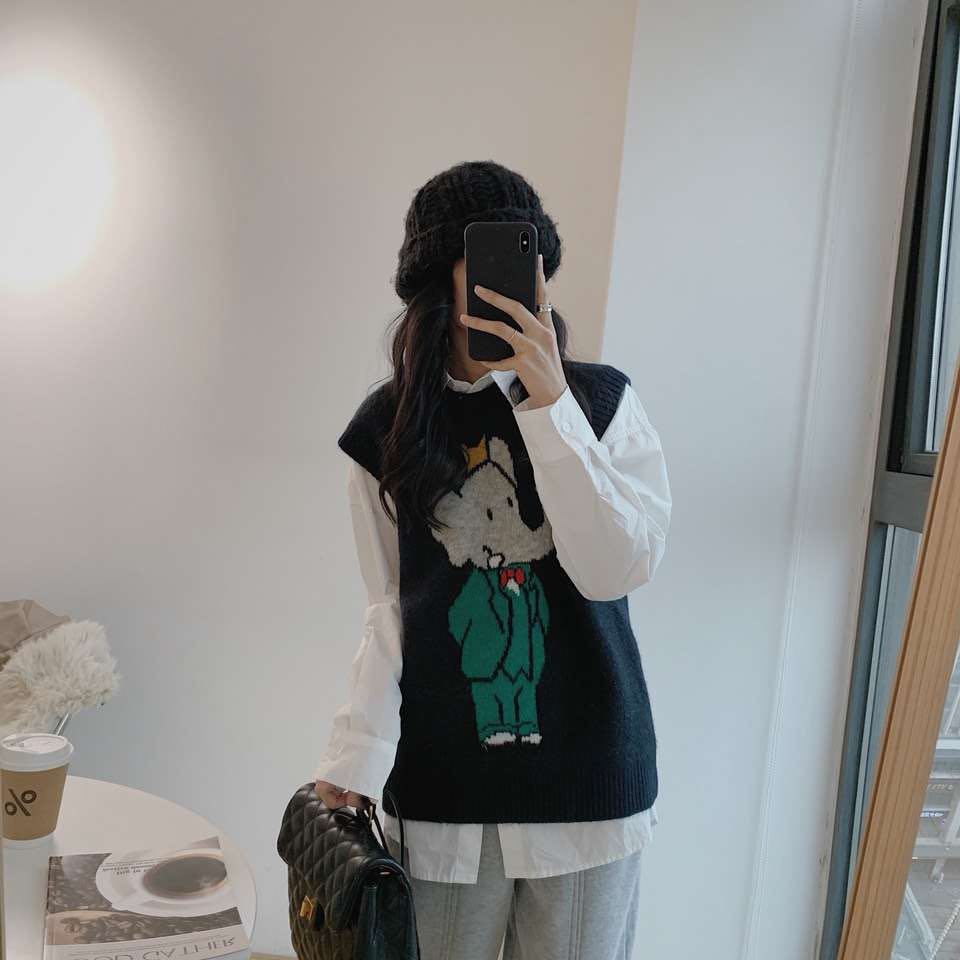 Mr. Elephant 2021 Spring New products elephant Vest vest lovely Cartoon knitting T-shirts Layered sweaterin the Women's clothing/Boutique , Sweaters category - from Buy2taobao.com to provide professional Taobao agent buy service