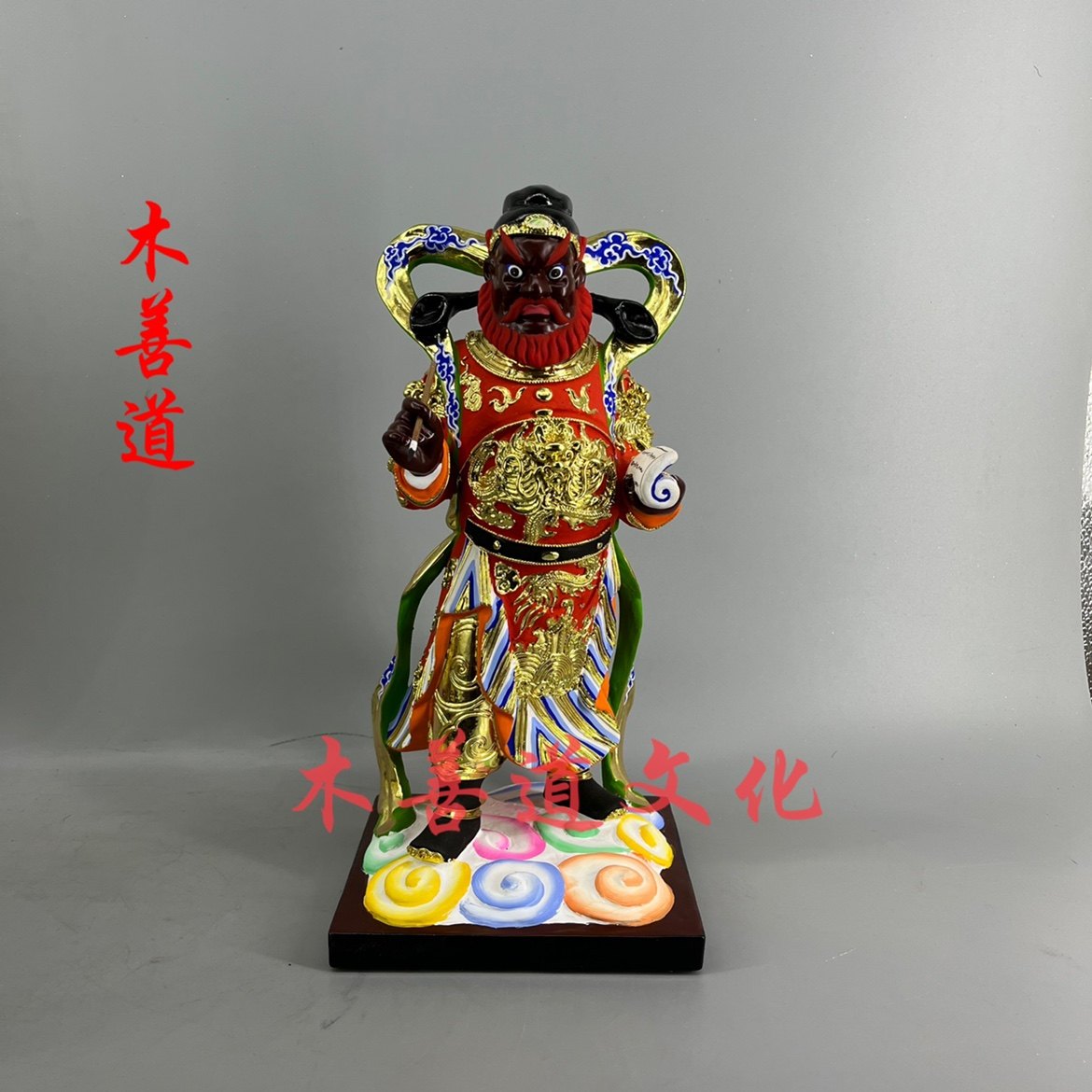 木雕辛元帅雷部护法辛天君道教神像定制香樟木漆线雕工艺