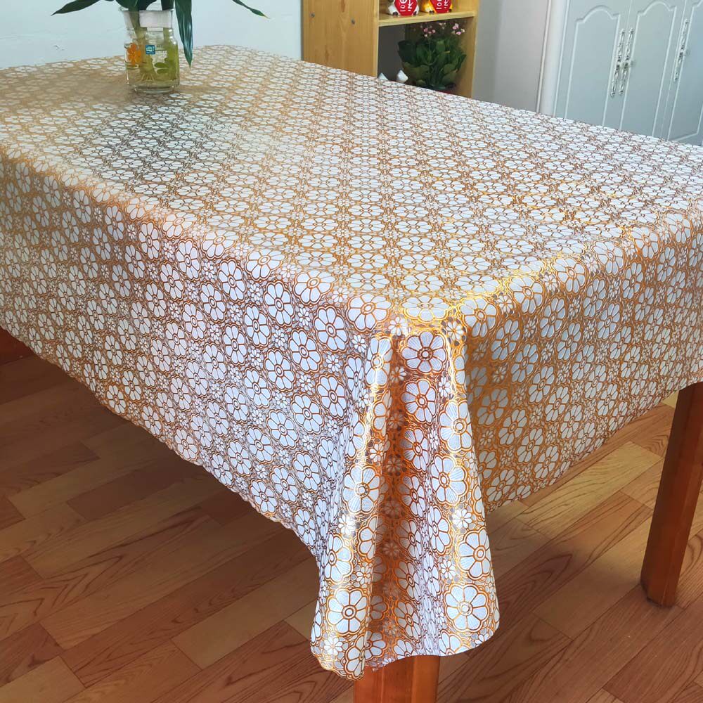 防水桌布北欧pvc塑料桌布餐桌垫防水防油免洗台布茶几垫烫金花