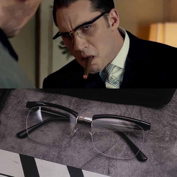 控阁黑道传奇汤姆哈迪同款平光镜 个性半框近视架黑眉毛装饰眼镜