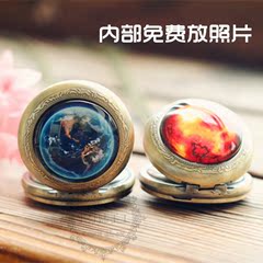 十二星座守护星原宿星球怀表情侣长款毛衣链翻盖可放照片圣诞礼物