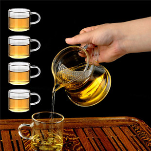 艾芳贝儿绿茶简易泡茶壶玻璃月牙滤网冲茶器泡茶公杯两用自在杯