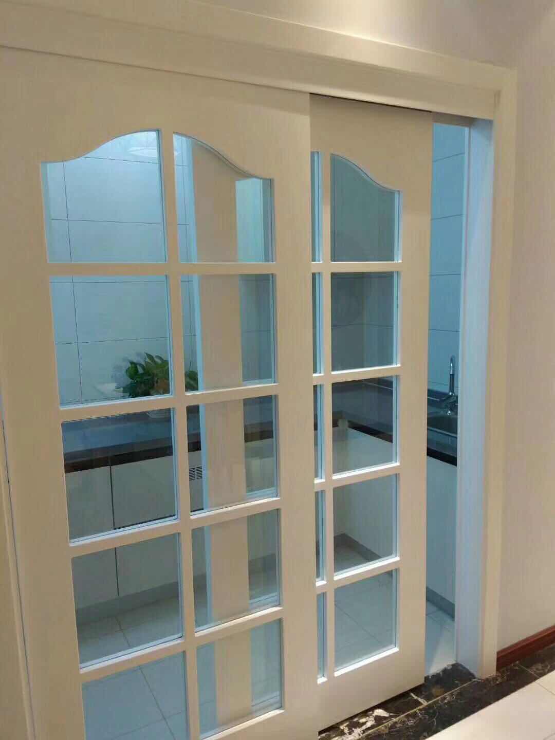 热卖实木复合烤漆吊滑门阳台厨房卫生间推拉门双开滑门欧式厨房门