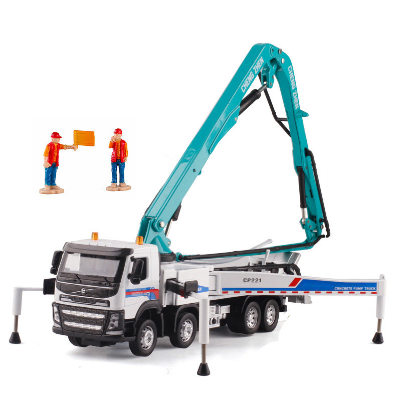 新品彩珀合金混凝土水泥泵车玩具仿真声光版工程车模型儿童礼物