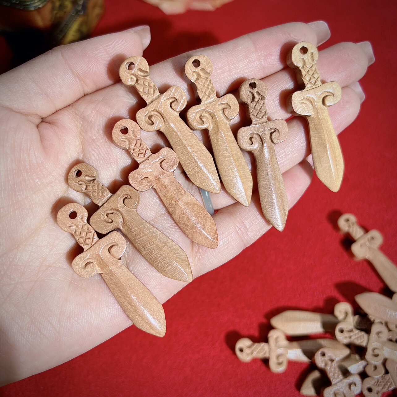 泓石斋 真桃木剑吊坠法器道家 婴儿童随身挂门挂女卧室配件户身剑