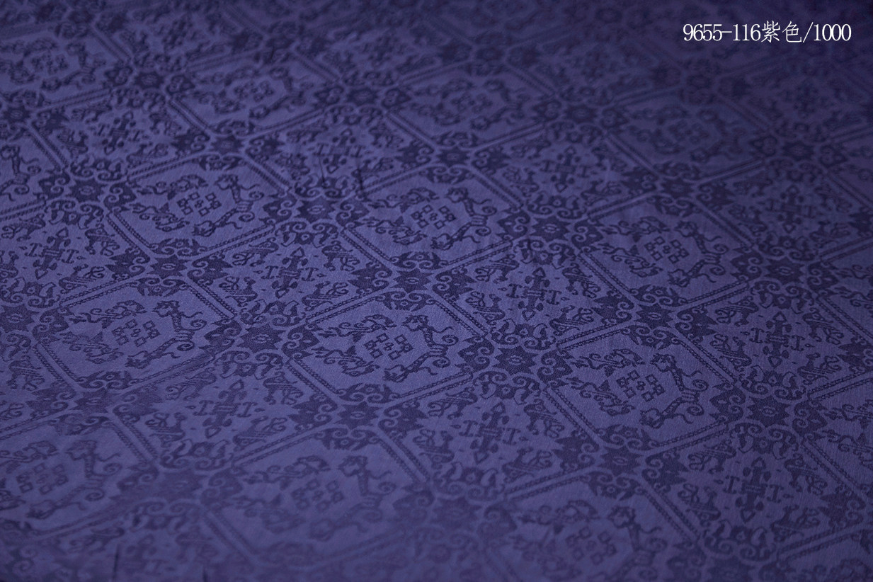 绮菱格宝花纹花青白汉服真丝布料古典花型复刻16姆米超薄厂家直销