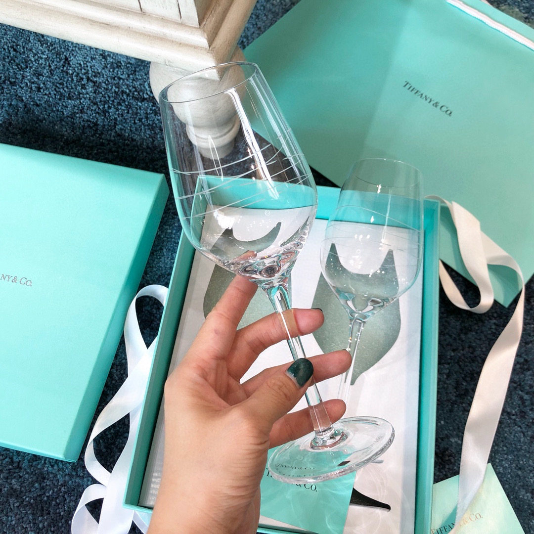 正品高定tiffany香槟杯蒂芙尼高脚红酒杯晚宴杯子伴手礼玻璃对杯c