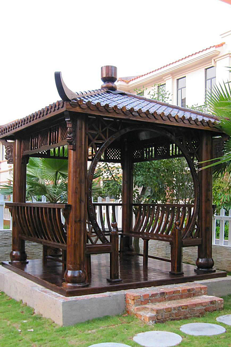 户外防腐木板材凉亭室外花园庭院阳台原木亭四角六角别墅古建木屋