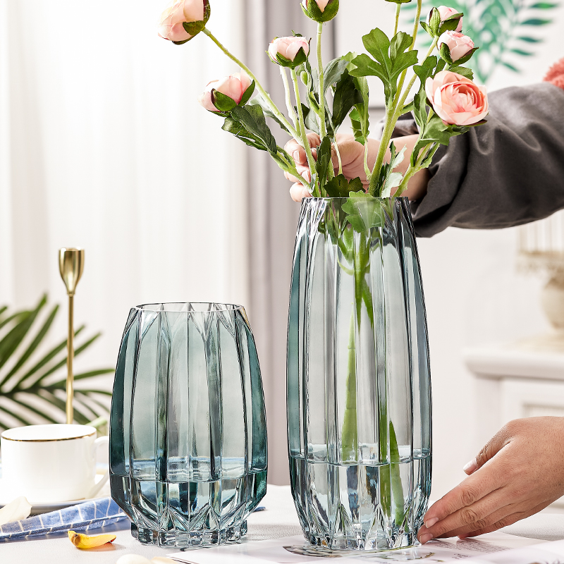 彩色玻璃花瓶摆件客厅插花透明水培富