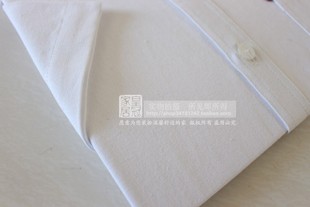 夏季男款纯色纯棉老粗布短袖衬衫纯白色半袖衬衣吸汗透气夏装包邮