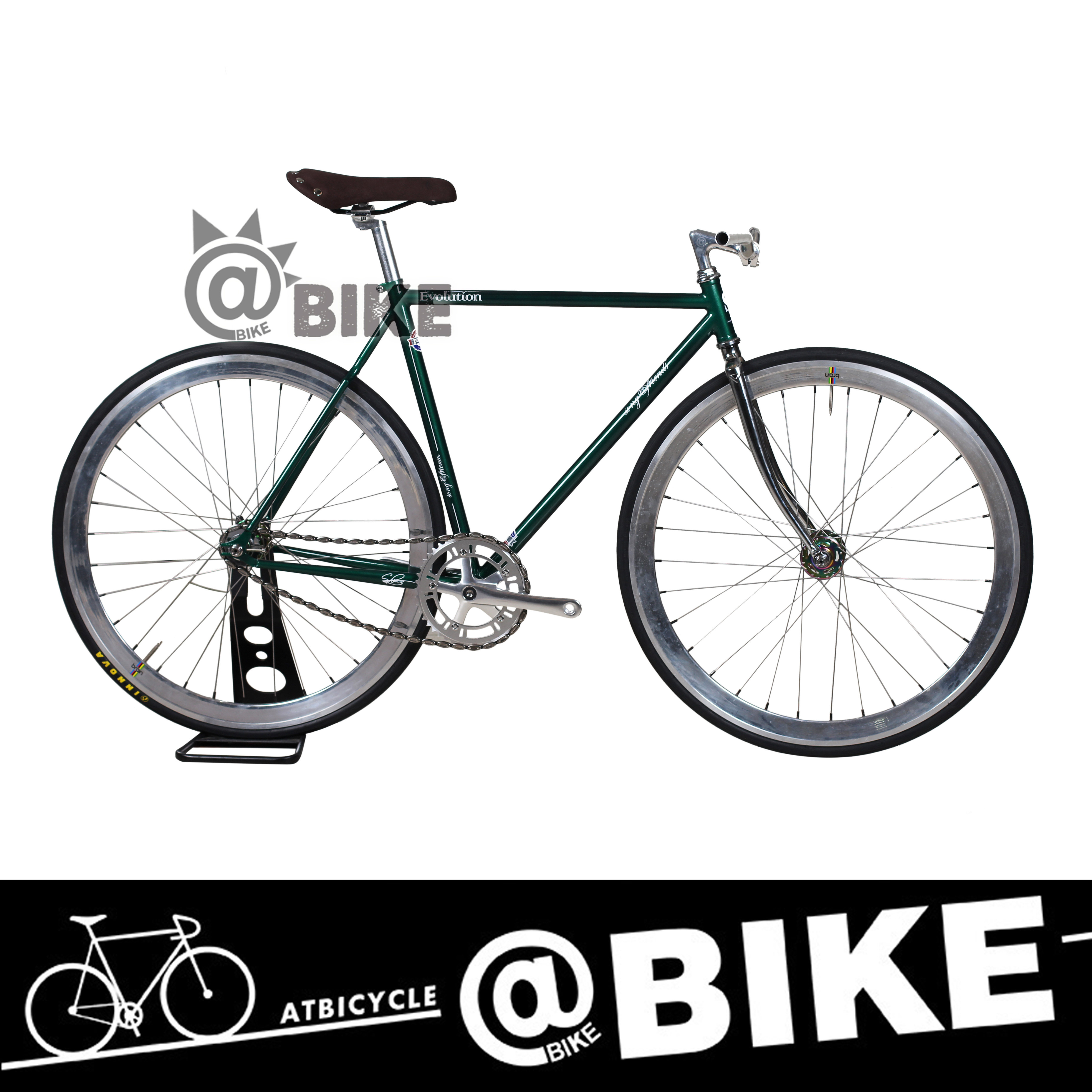 复古钢架单速固齿死飞整车 sf song&friends 进化 标配整车 绿色