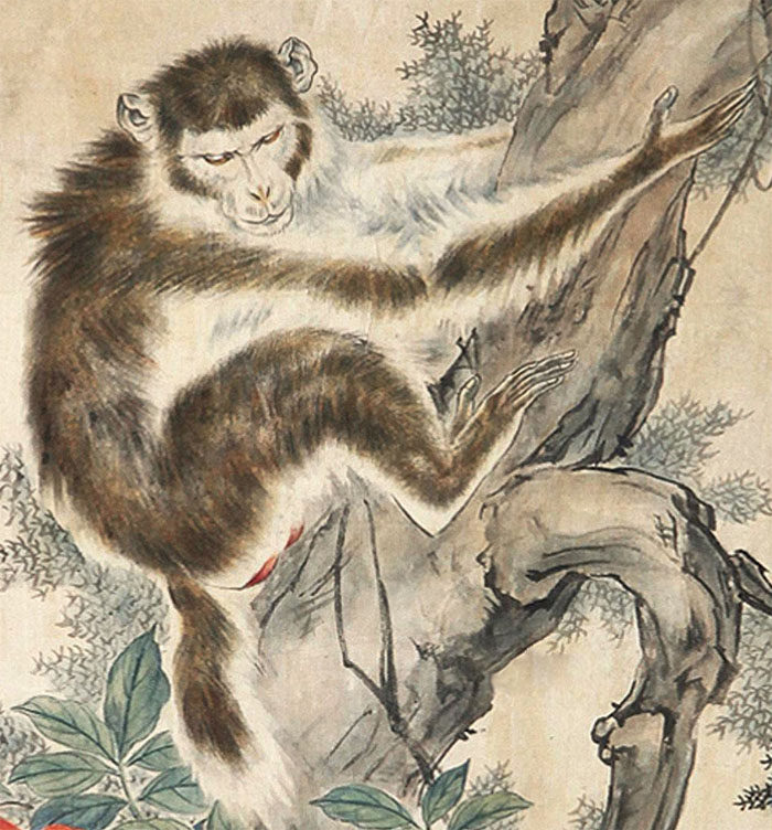 带出版 刘奎龄《猴戏图》 2016年是中国传统猴年,买猴封侯