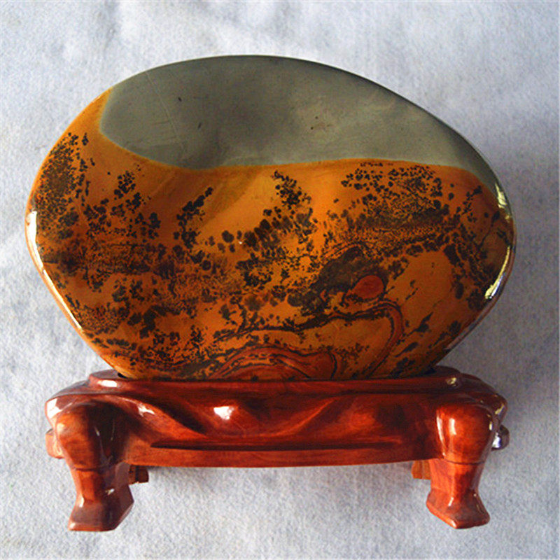 鲁砚名师 曹庆明 《江南春》尼山石天然文房奇石摆件