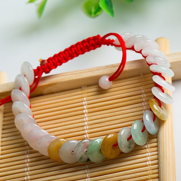 翡翠三彩平安扣手链大额优惠券