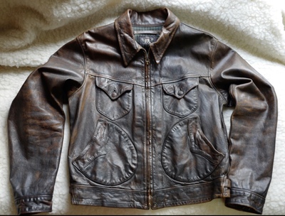 门多萨10代定制rrl美式男士皮衣手工夹克复古深层渗透擦色机车服
