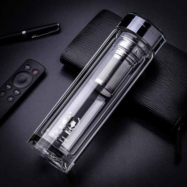 保尔玻璃杯男女双层加厚隔热防烫迷你便携泡茶杯子茶水分离水杯