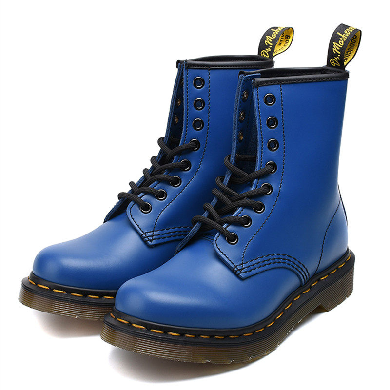 1460马丁靴男真皮 固特异工艺蓝色硬皮8孔潮ins酷短靴 dr大码女靴