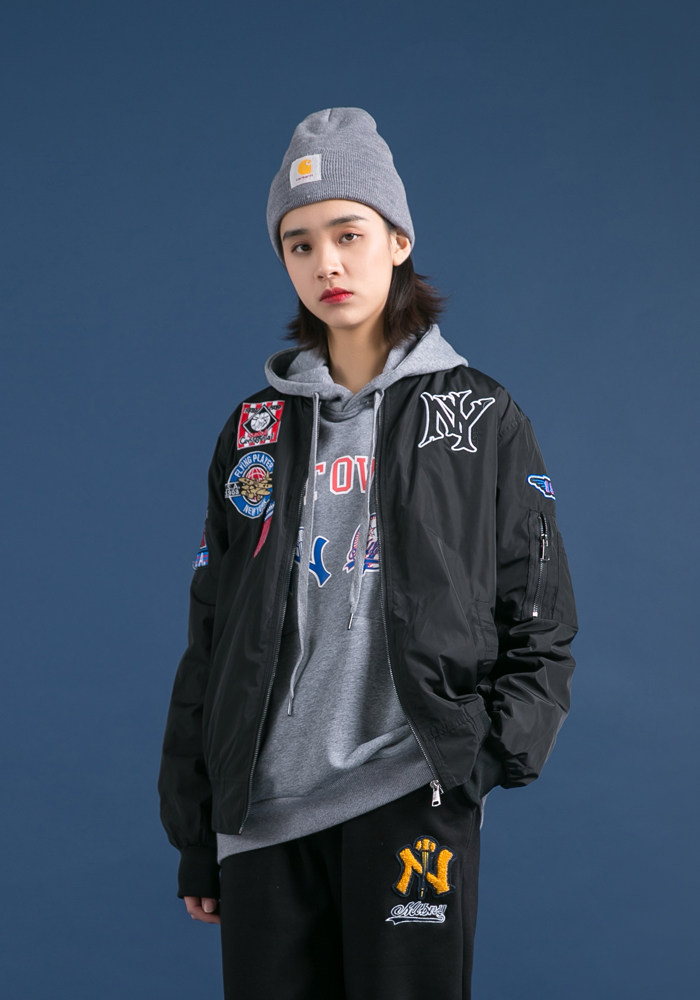 ny棒球服外套情侣装男女同款宽松飞行员夹克潮优惠券